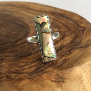 Silver Plated Abalone Shell Bohemian Ring
